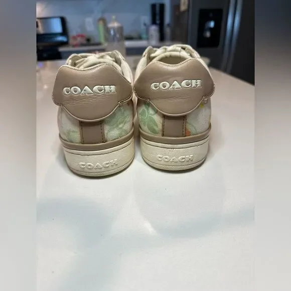 Coach Women's Clip Leather Low Top Sneaker Chalk Floral - Picture 4 of 6